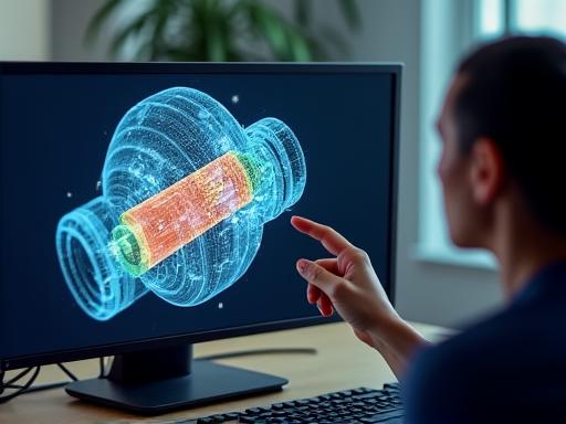 Ein Ingenieur arbeitet an einem 3D-CAD-Modell einer neuen Komponente.